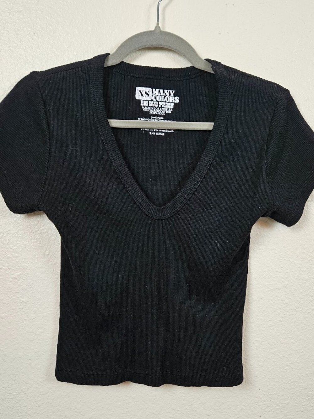 Big bud press black v neck cotton tee shirt XS